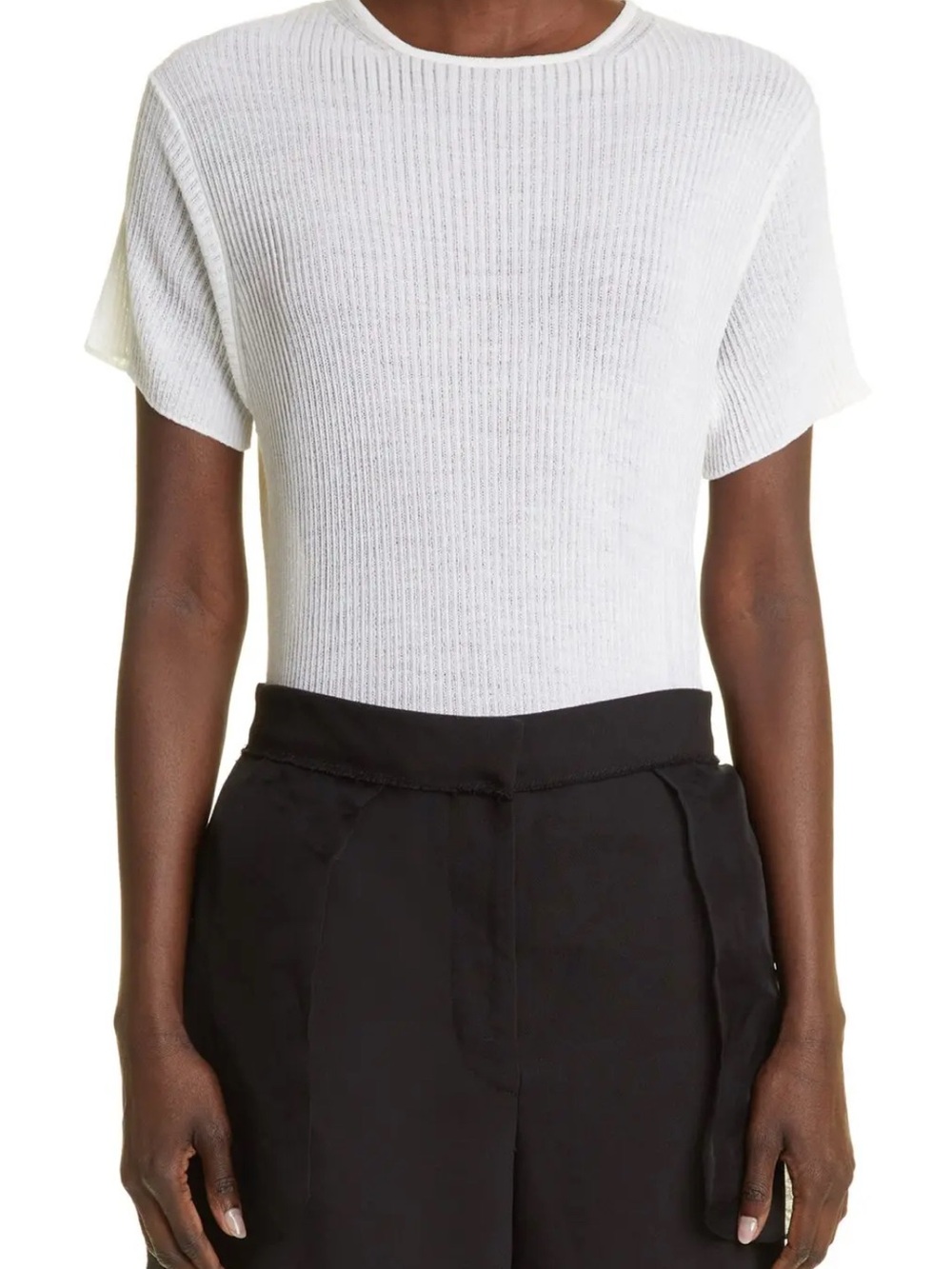 The Row Chala Ribbed Merino Wool Top Ecru Size S